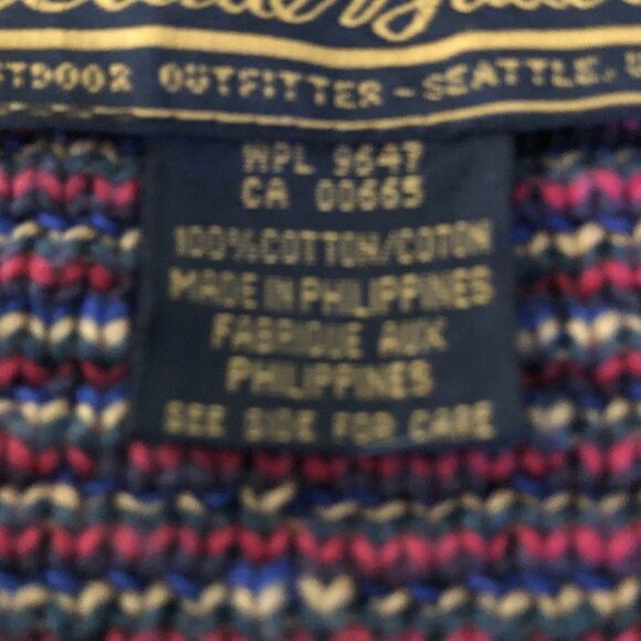 Eddie Bauer Chunky Knit Sweater Men's Sz L VTG 90s Colorful Plaid Textured Knit - Picture 12 of 12